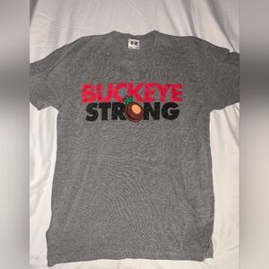 Men's Large Ohio State "Buckeye Strong" Gray Graphic Print Short Sleeve T-shirt